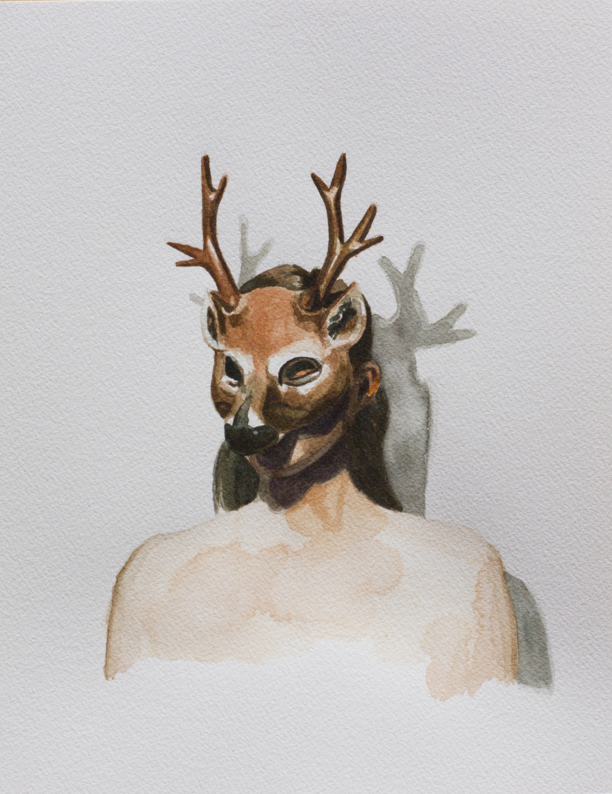 deer mask watercolour 1